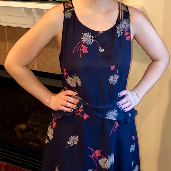 Urban Outfitters Dresses & Skirts - Lace and ruffled navy dress